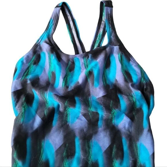 Speedo Blue and Black Women's One-Piece Swimsuit Sz 8 - Picture 3 of 9